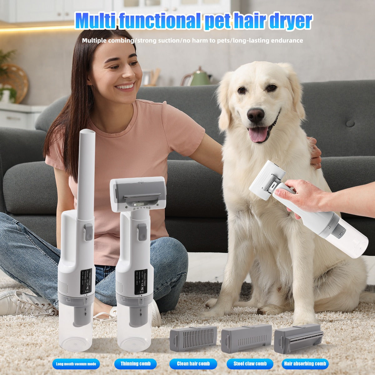 5-in-1 Cordless Pet Grooming Vacuum